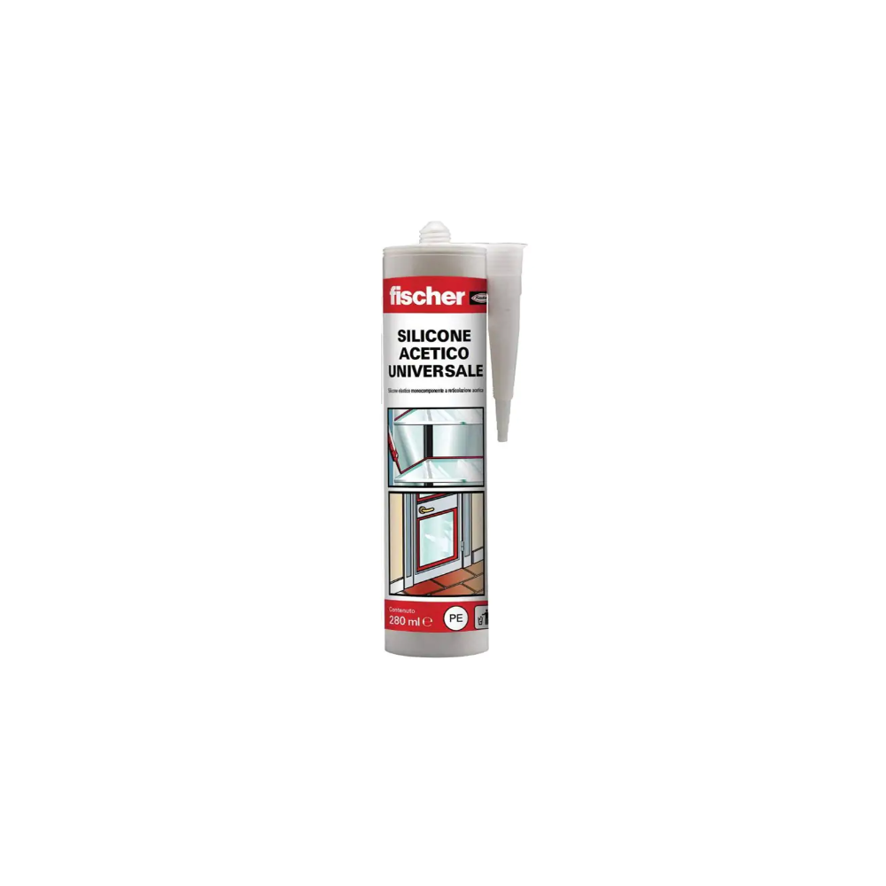 Silicone Fischer acetico universale bianco da 280 ml (pacco da 25 pz.)