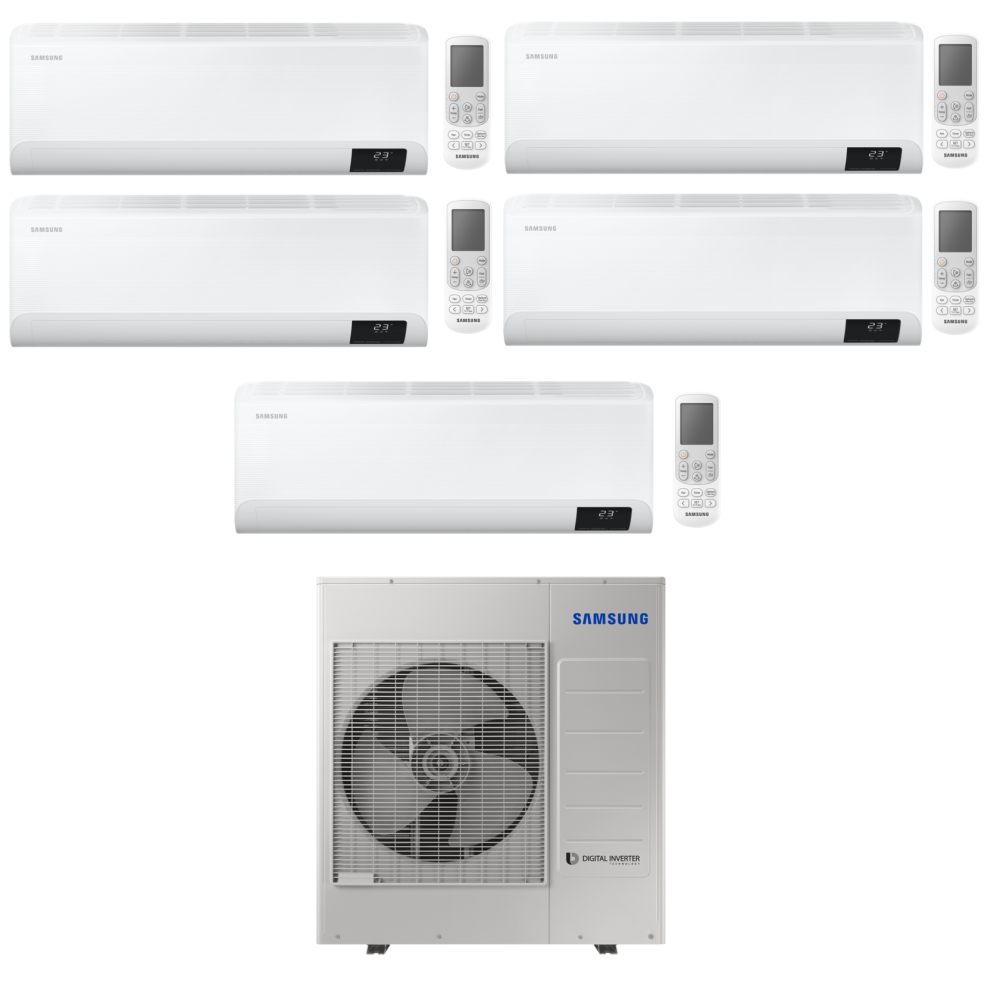 Climatizzatore Samsung Cebu Wi-fi Penta split inverter 9000 + 12000 + 12000 + 12000 + 12000 btu gas R32 (U.E. AJ100TXJ5KG/EU)